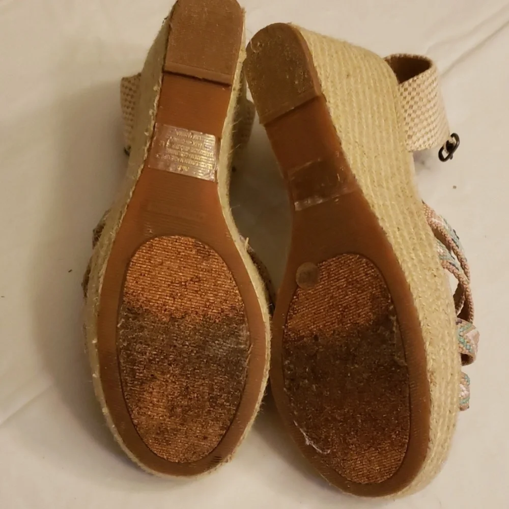 LUCKY Brand Platform Sandals 7m Burlap & Tan